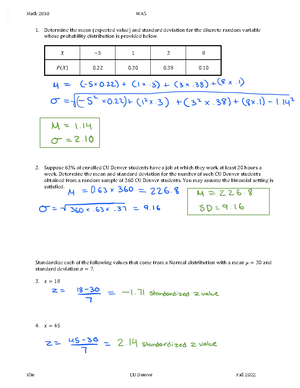 Week 9 homework - Professor Daniel Klie - Math 2830 WA 9 Klie CU Denver ...