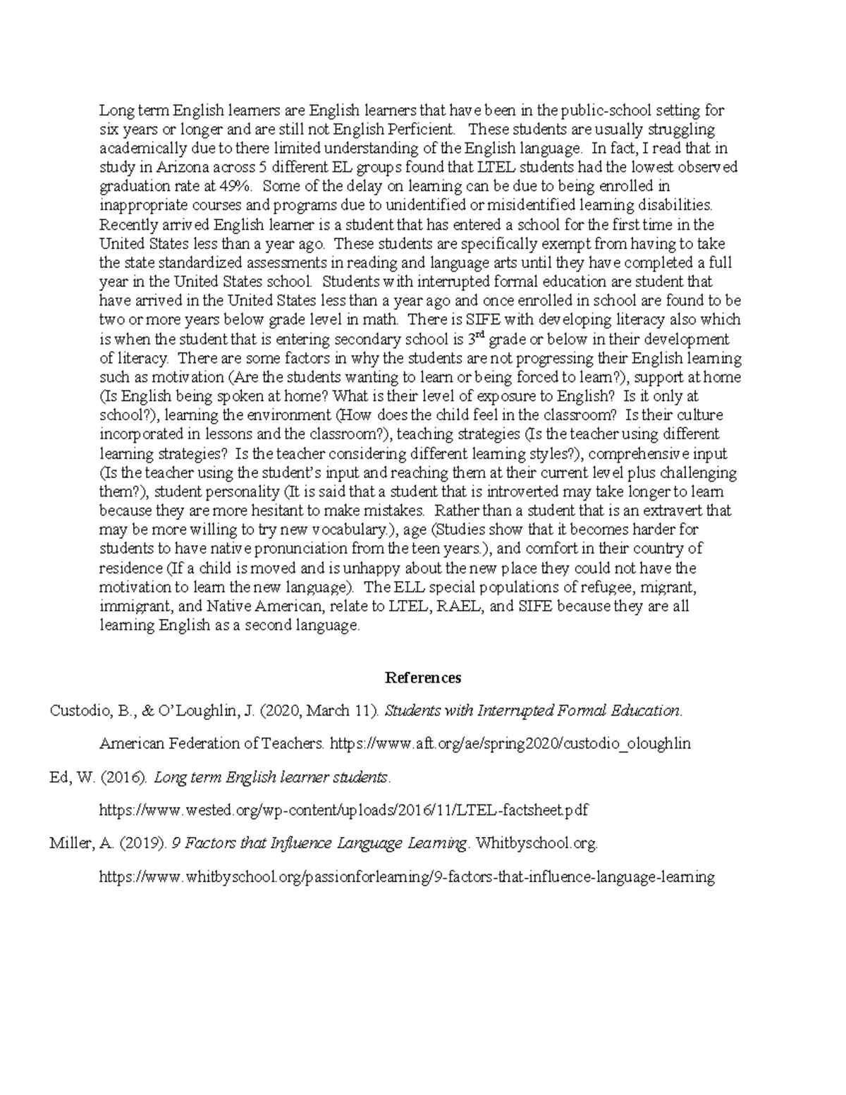Week2diss2 - week 2 diss 2 - Long term English learners are English ...