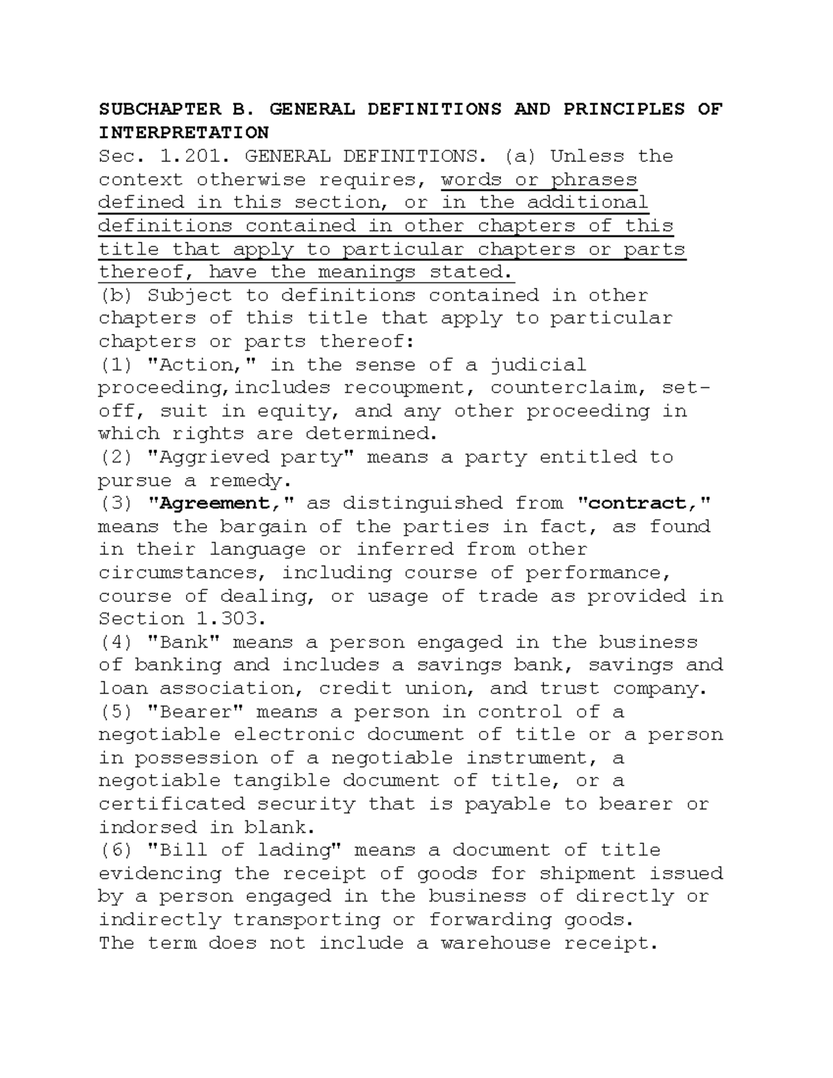 Subchapter B - General Definitions And Principles Of Interpretation Sec ...