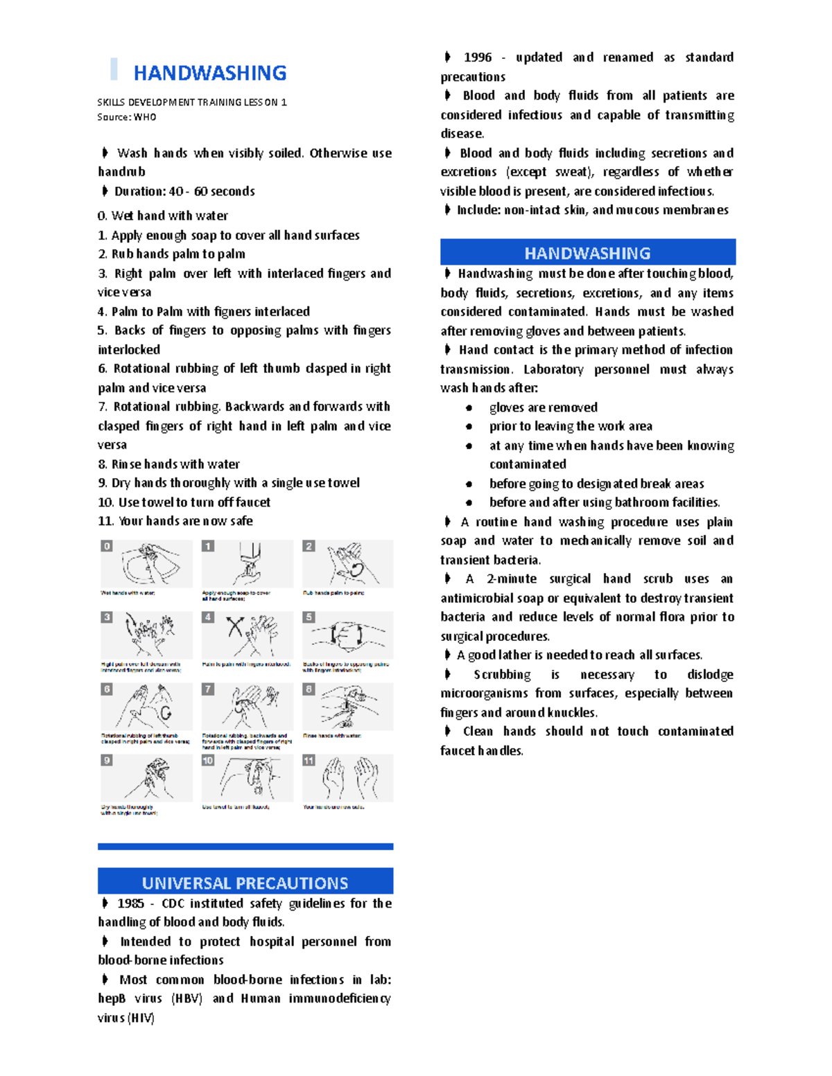 L1-L2 - handwashing and PPE - HANDWASHING SKILLS DEVELOPMENT TRAINING ...