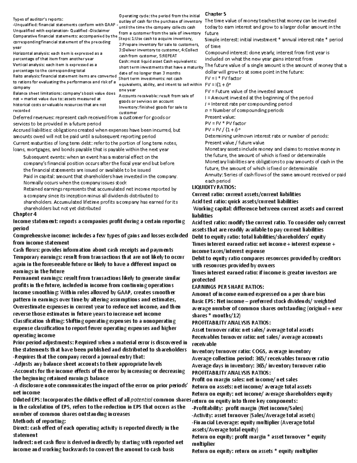 Accounting 311 exam 1 cheat sheet - Operating cycle: the period from ...