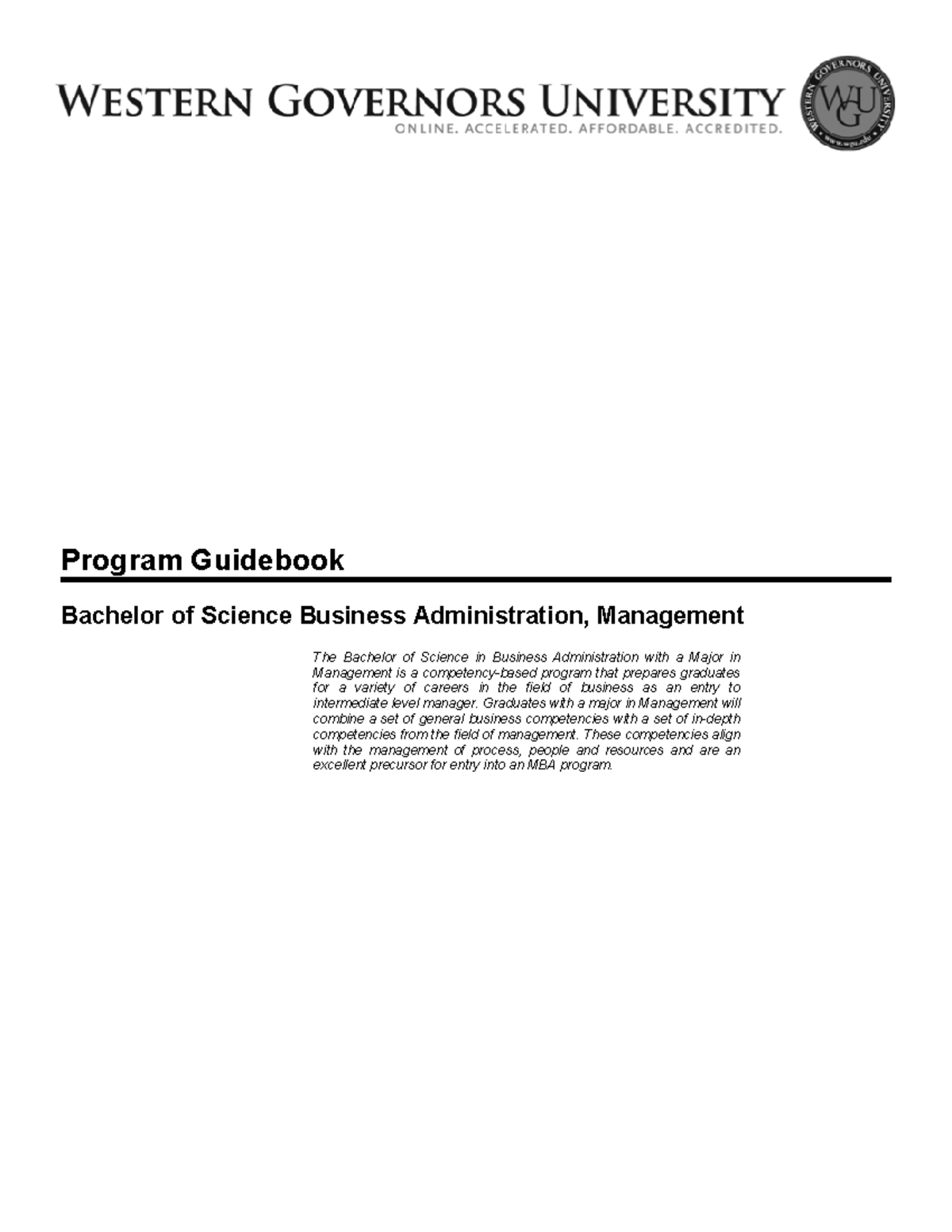 Bsbamgc - Full - Program Guidebook Bachelor Of Science Business ...