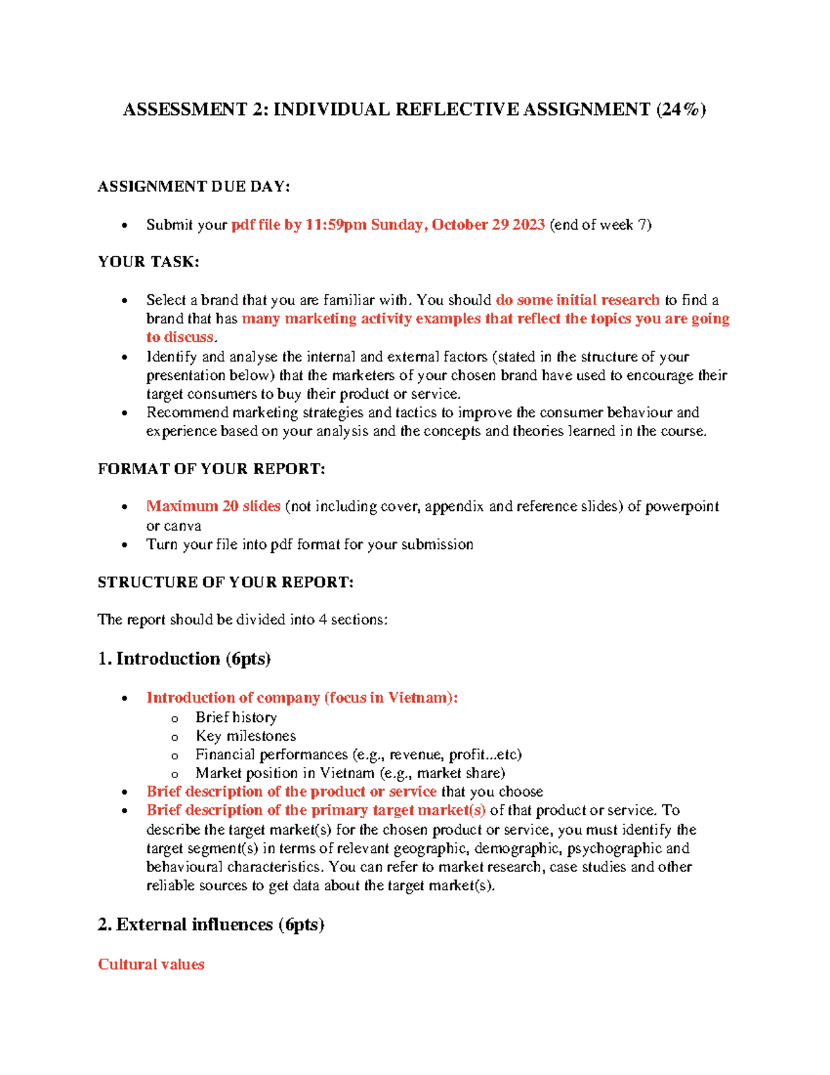 Assignment 2 brief - yes - ASSESSMENT 2: INDIVIDUAL REFLECTIVE ...