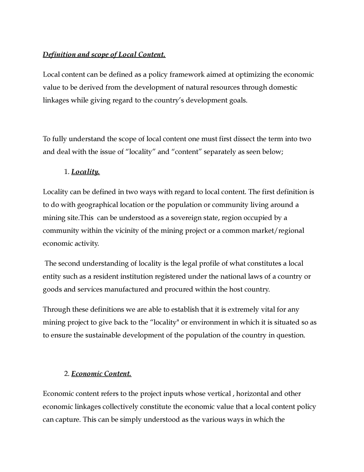 Local Content - Summary Extractive resources - Definition and scope of ...