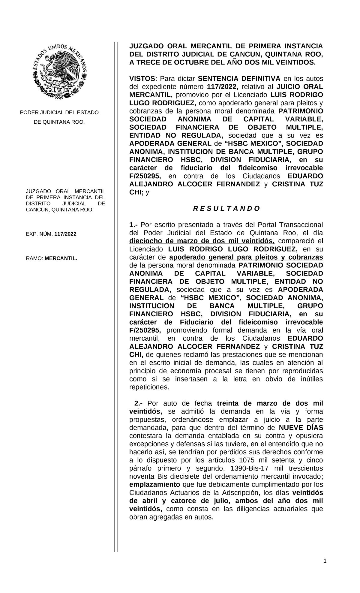 Sentencia - PODER JUDICIAL DEL ESTADO DE QUINTANA ROO. JUZGADO ORAL ...