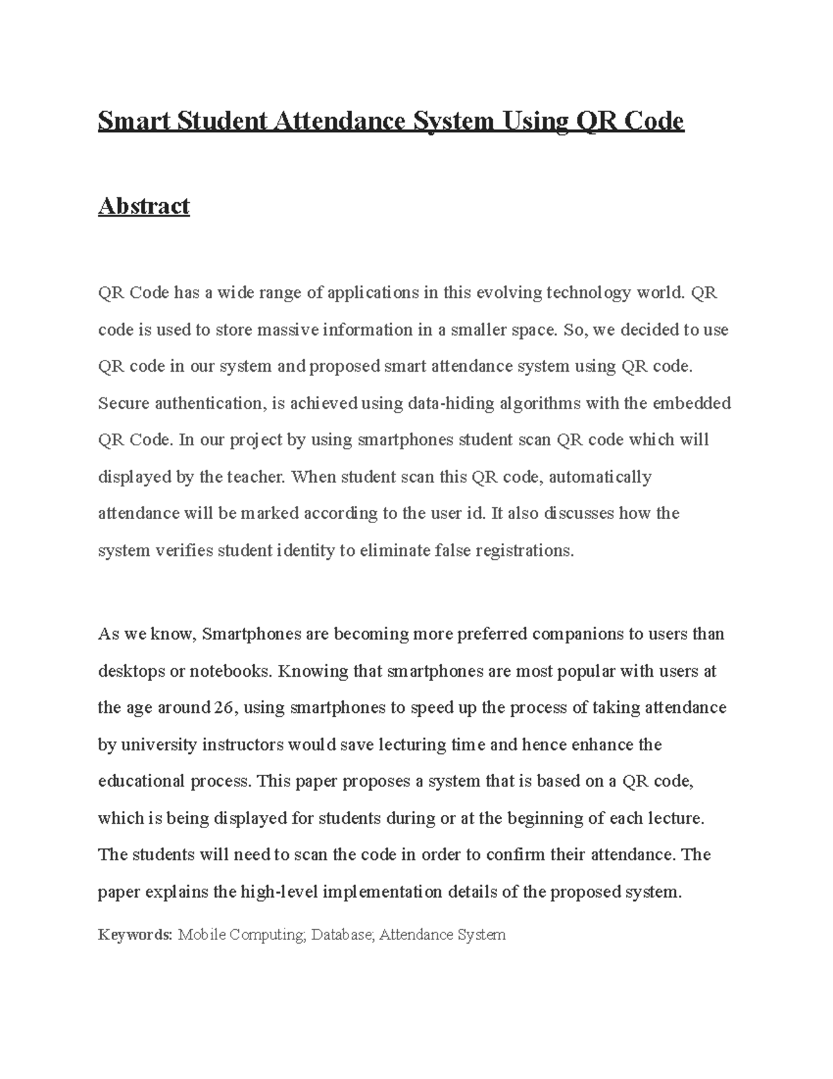 Smart Student Attendance System Using QR Code - Smart Student ...