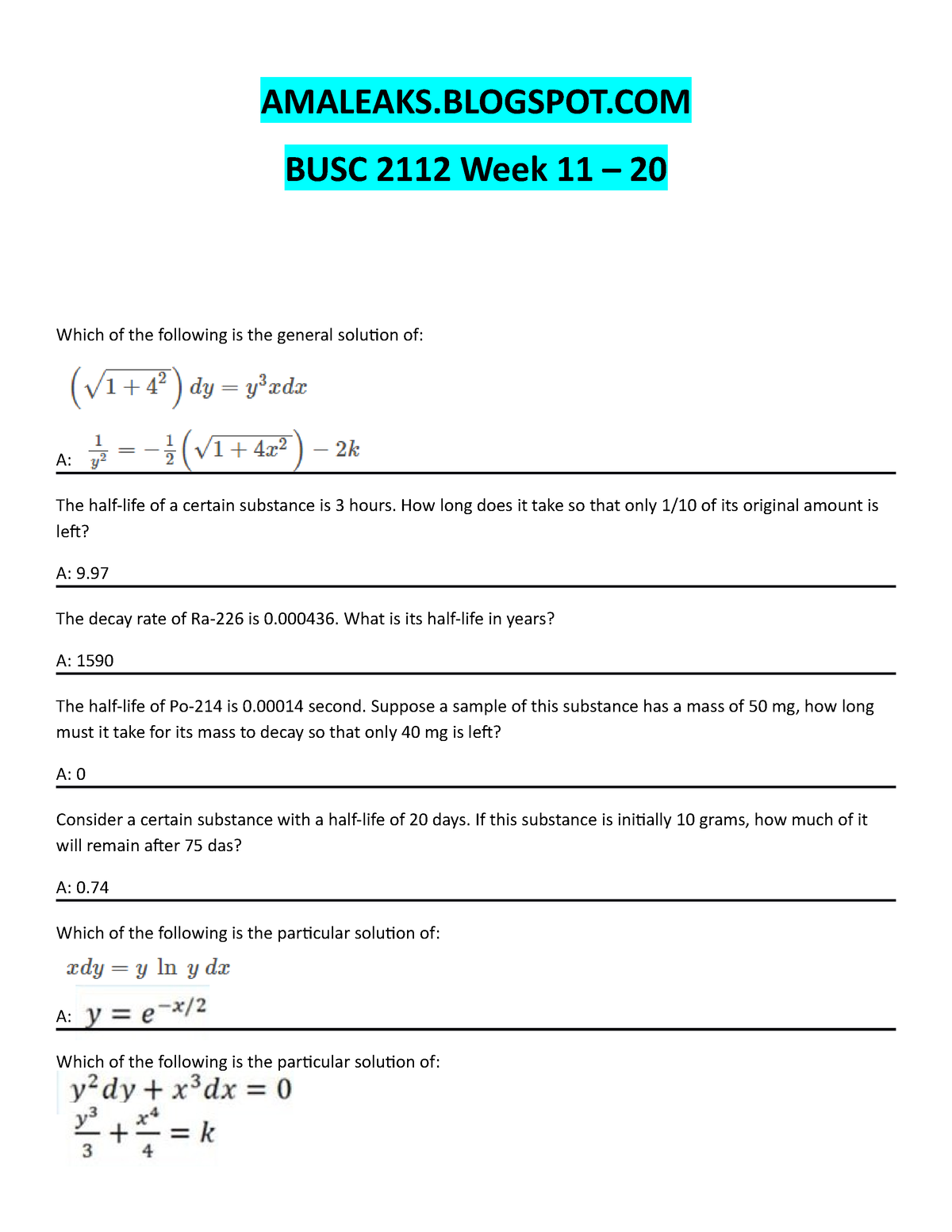 [ Amaleaks. Blogspot.COM] BUSC2112 Week 11-20 - AMALEAKS.BLOGSPOT BUSC ...