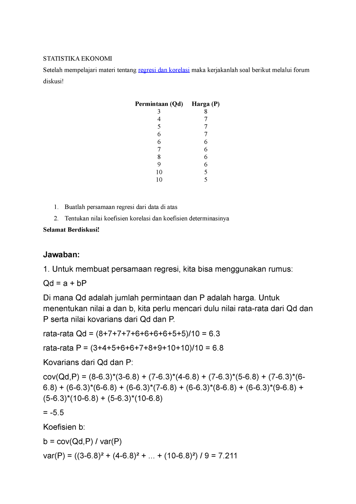 ESPA4123- Diskusi 5 - STATISTIKA EKONOMI Setelah Mempelajari Materi ...