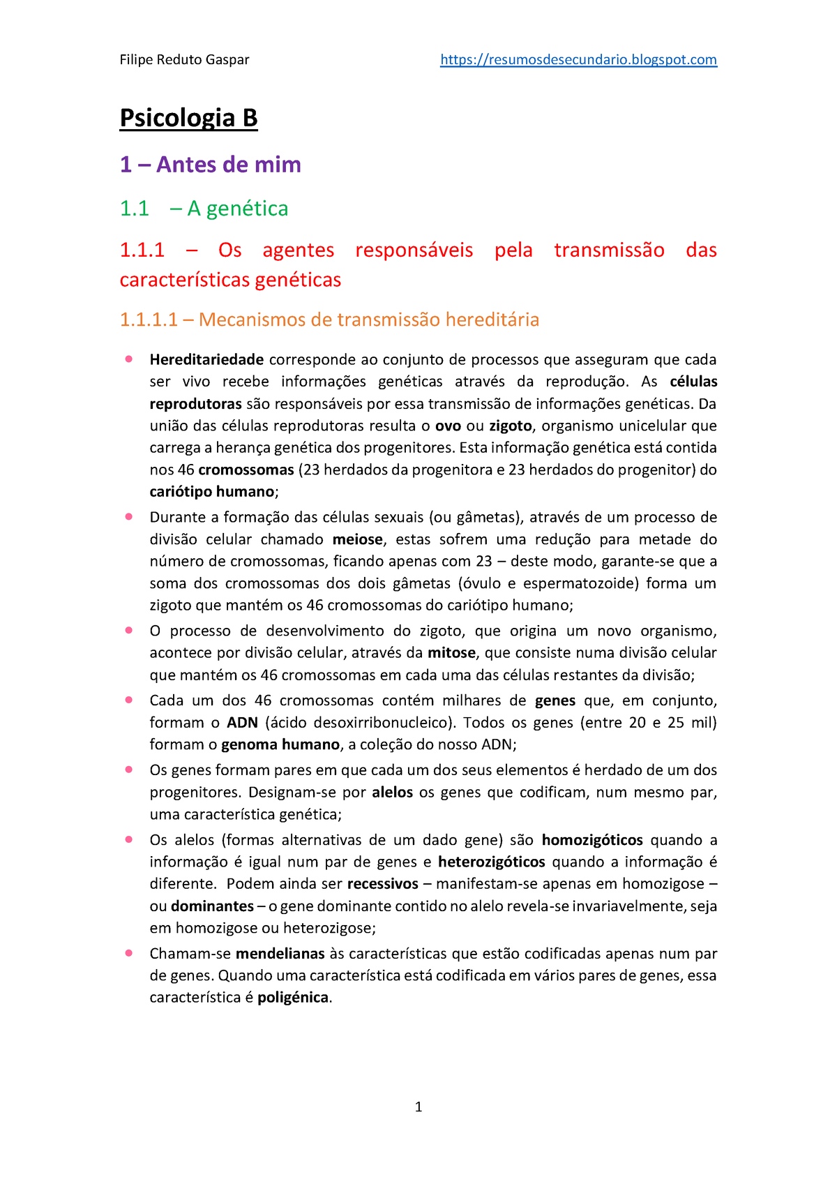 Psicologia B - 12º Ano - Psicologia B 1 – Antes De Mim 1 – A GenÈtica 1 ...