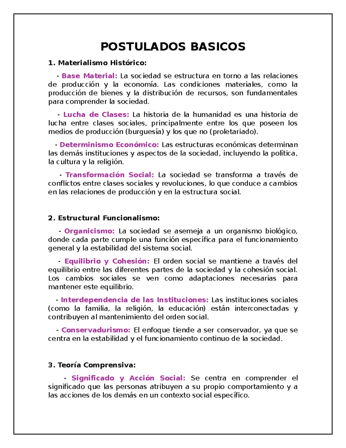 Postulados Basicos - Apuntes - POSTULADOS BASICOS 1. Materialismo ...