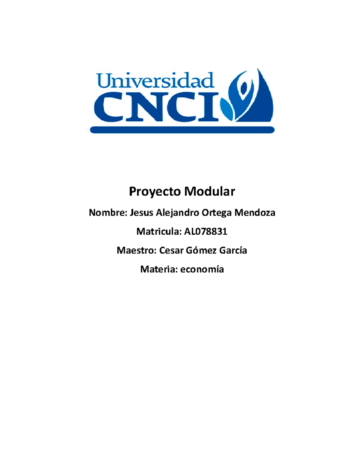 Proyecto Modular Economia - Proyecto Modular Nombre: Jesus Alejandro ...