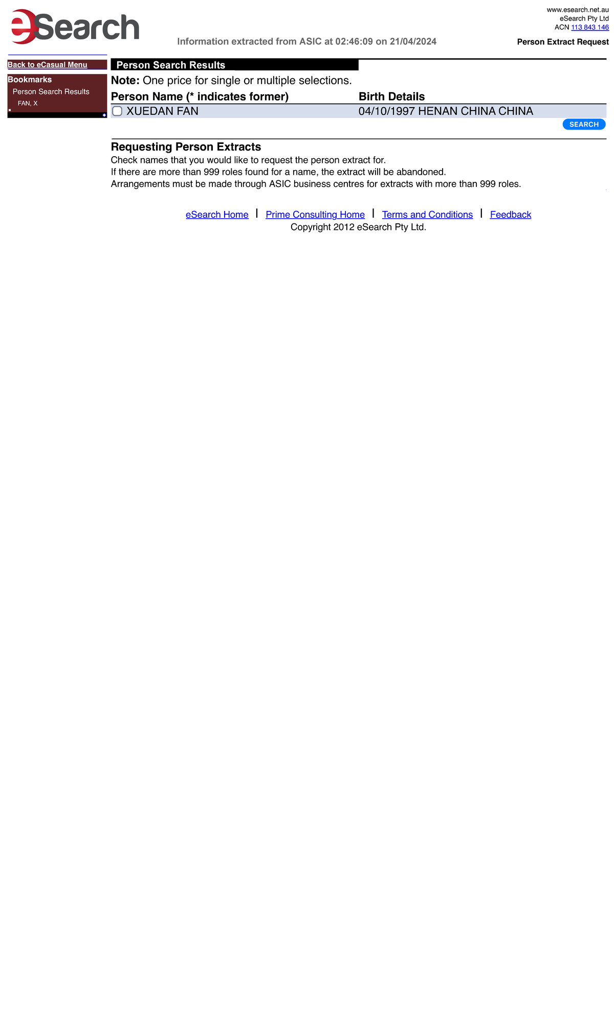 E Search Person Extract Request - esearch.net eSearch Pty Ltd ACN 113 ...