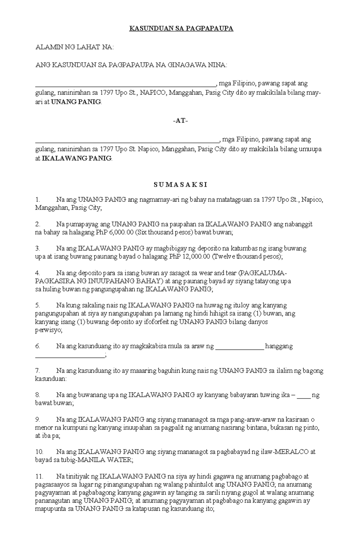 Kasunduan Format Halimbawa Ng Kasunduan Ang Kasunduan Sa Washington Images