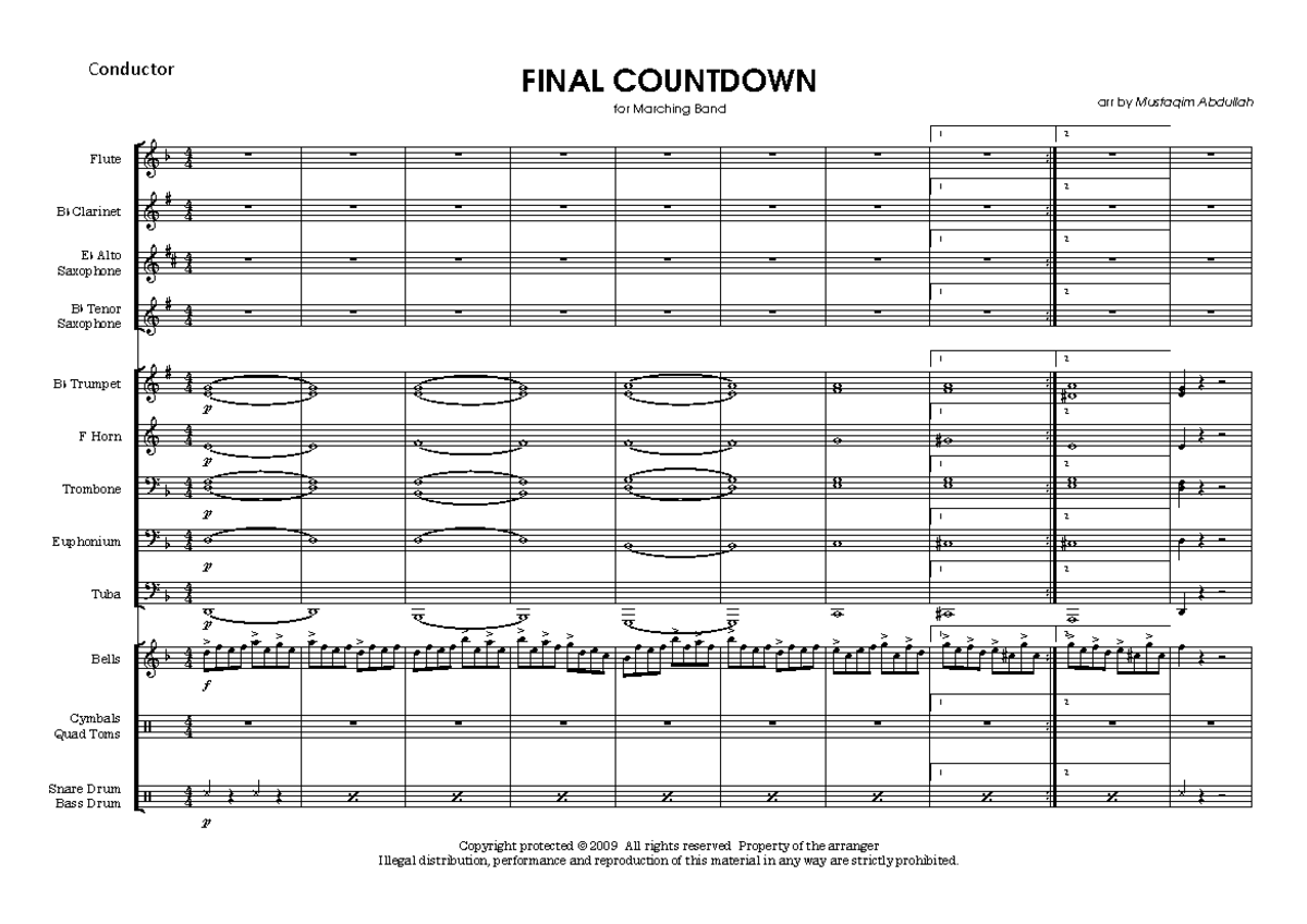 Finalcountdown - Conductor score - & & & & & &??? & ã ã b # ## # # b b ...