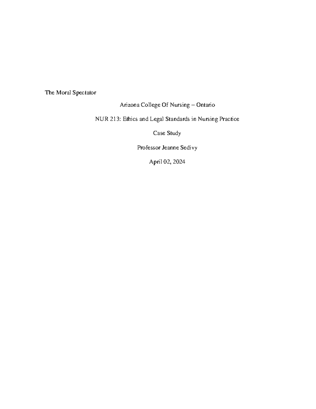 The Moral Spectator - The Moral Spectator Arizona College Of Nursing 