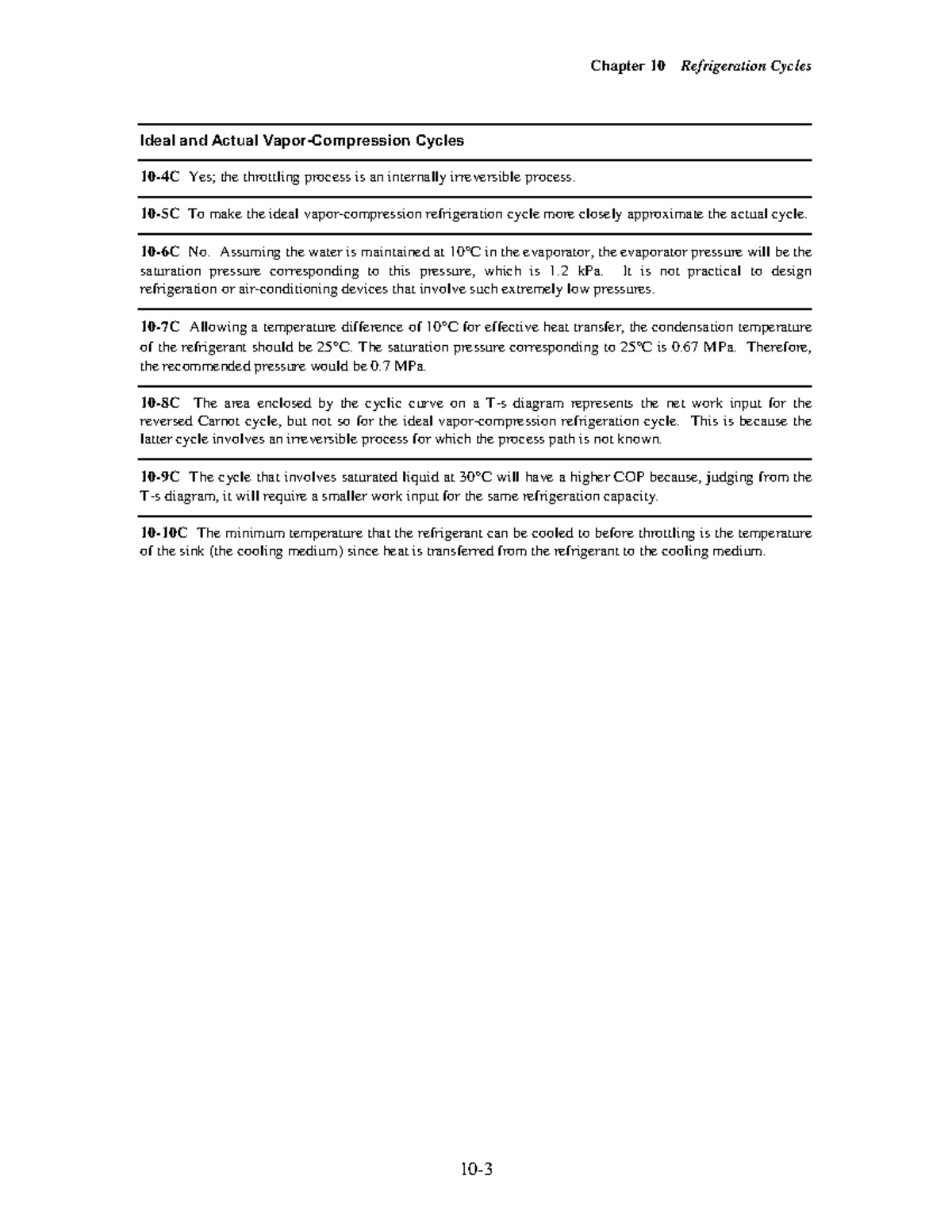 Assignment 1-Refrigeration - Chapter 10 Refrigeration Cycles 10- Ideal ...