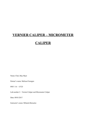 vernier caliper experiment