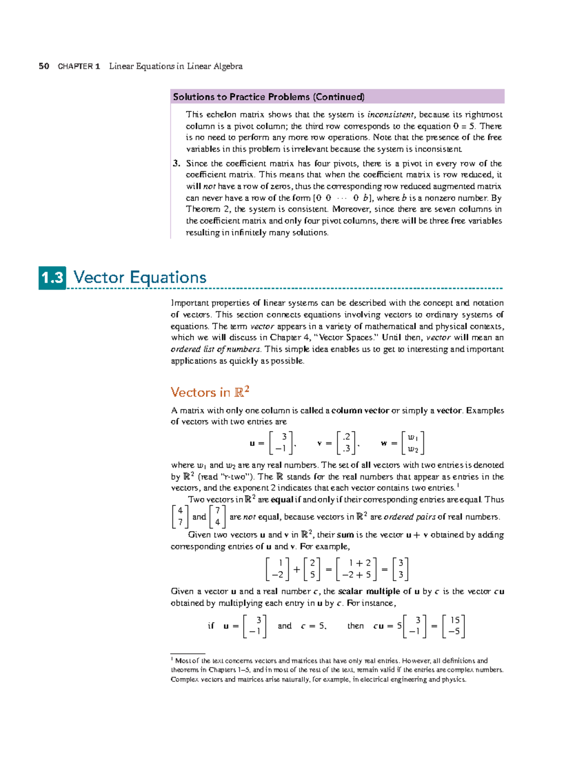 1.3 Vector Equations - linear algebra 2, chapter wise - 50 CHAPTER 1 ...