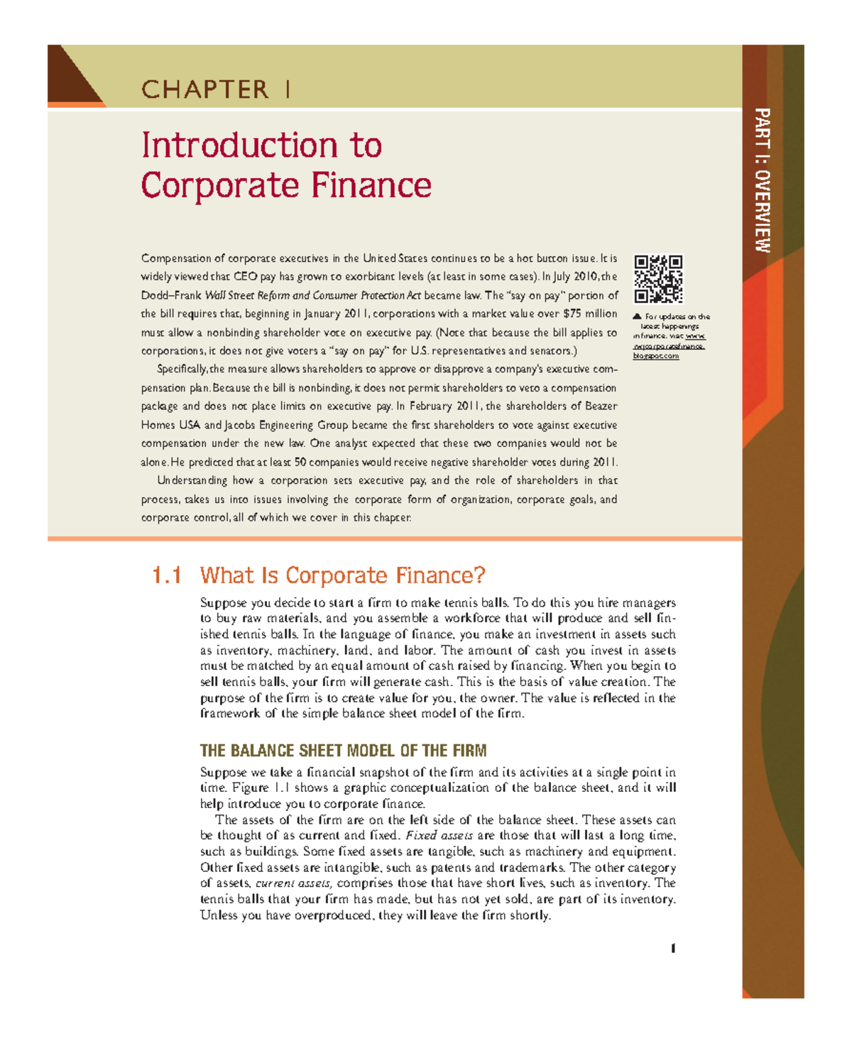 Chapter 1 and 2 - Introduction to Corporate Finance Compensation of ...