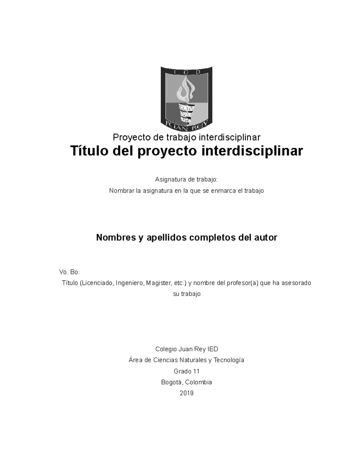 Formato Proyecto Interdisciplinar 2019 - Proyecto De Trabajo ...