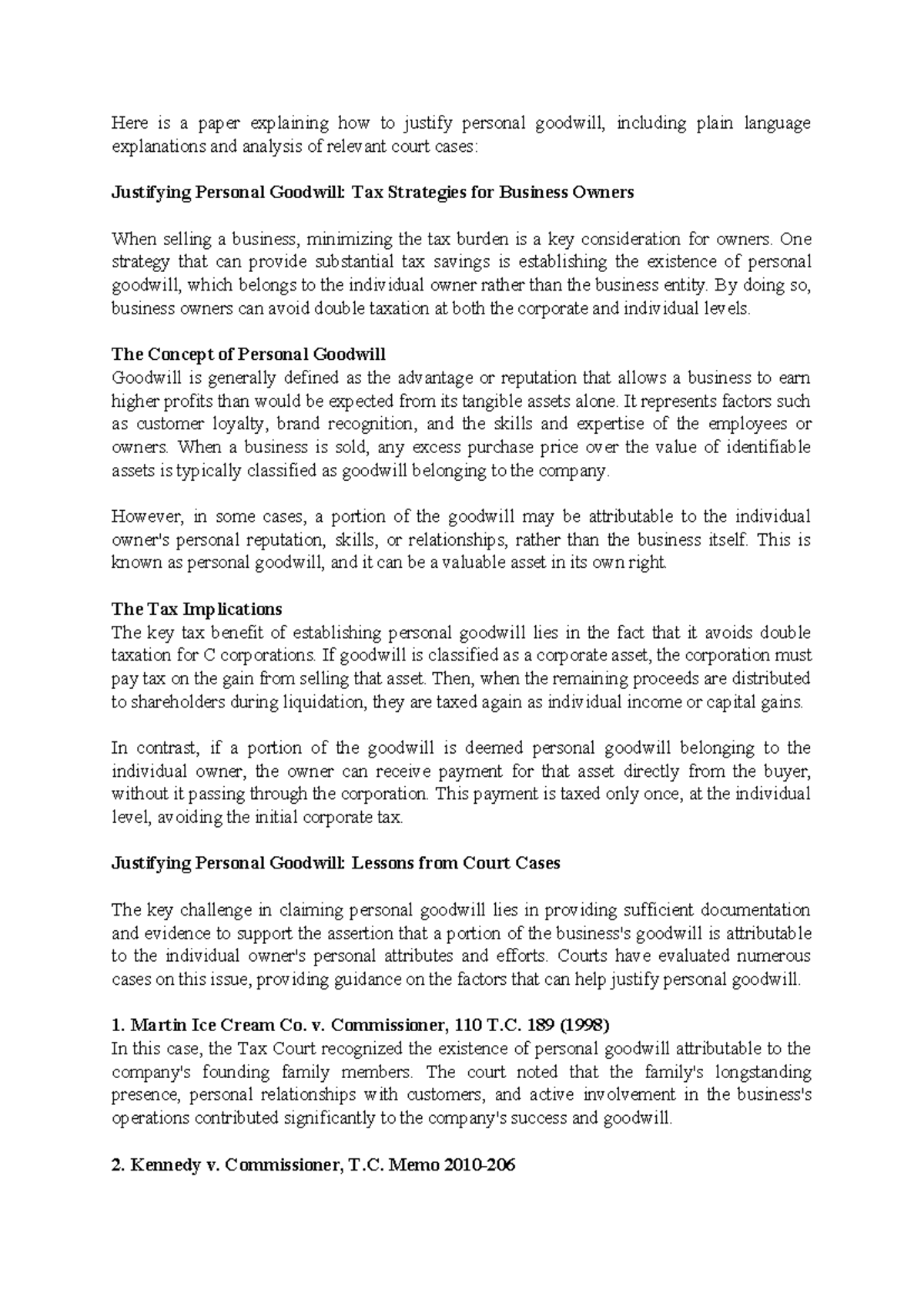 Accountancy and Taxation - Here is a paper explaining how to justify ...