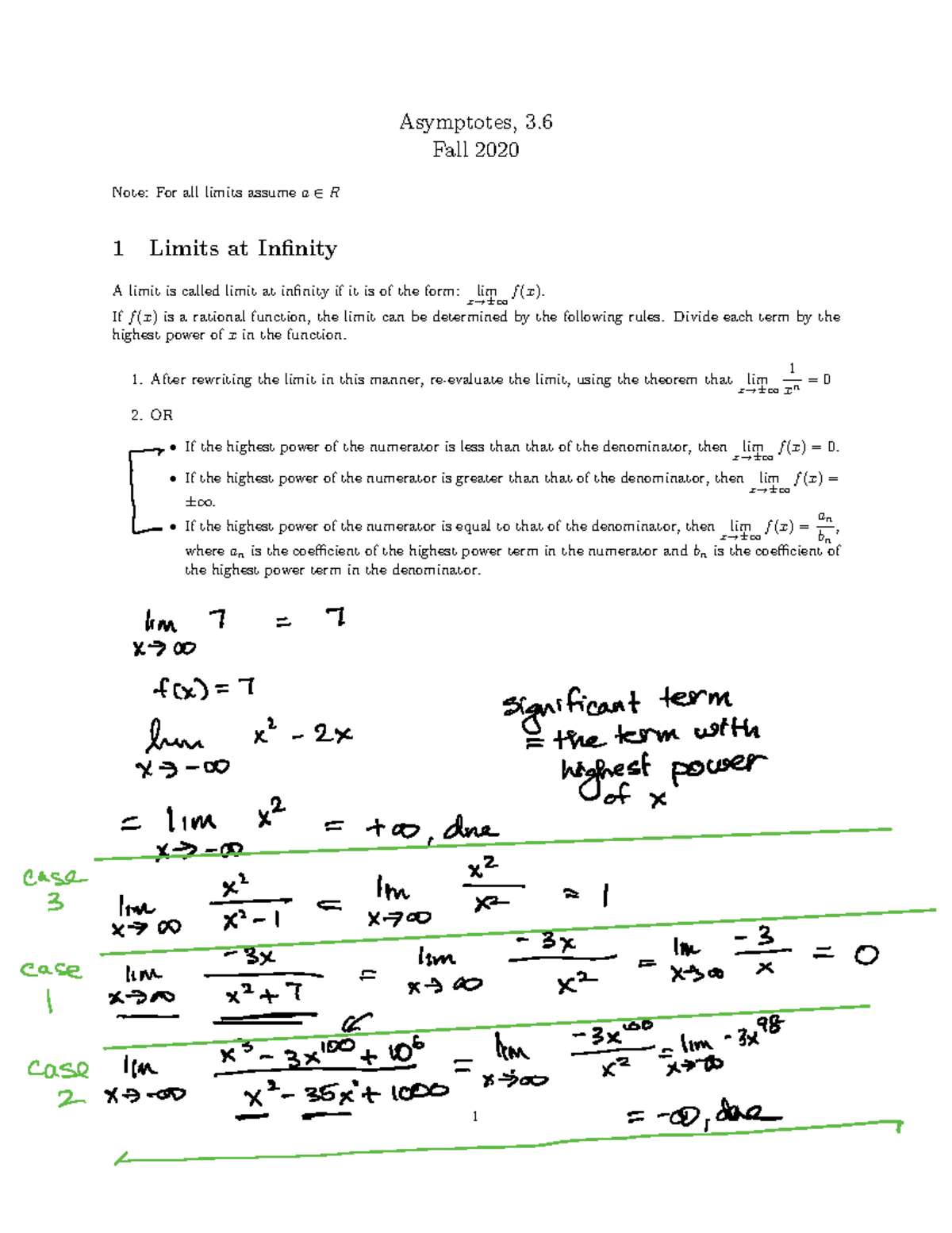 Asymptotes Notes, 3 - Asymptote - Asymptotes, 3. Fall 2020 Note: For ...