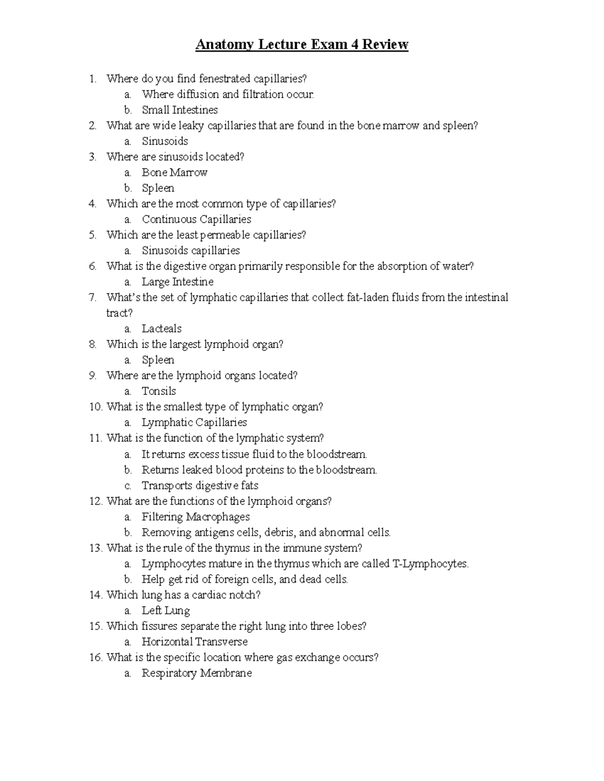 Anatomy Lecture Exam 4 Review - Where do you find fenestrated ...