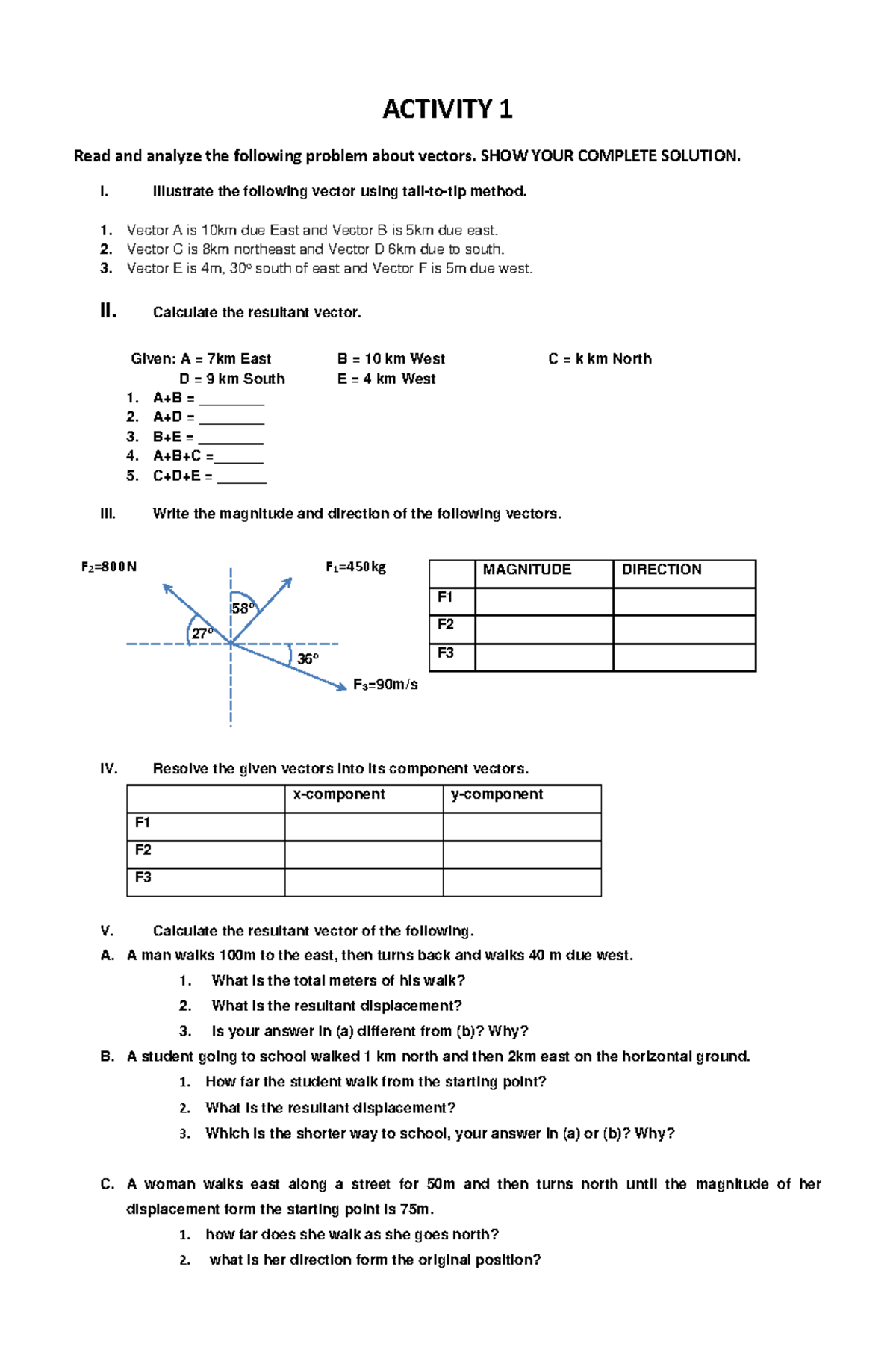 Activity 1 (Physics 1) - ACTIVITY 1 Read and analyze the following ...