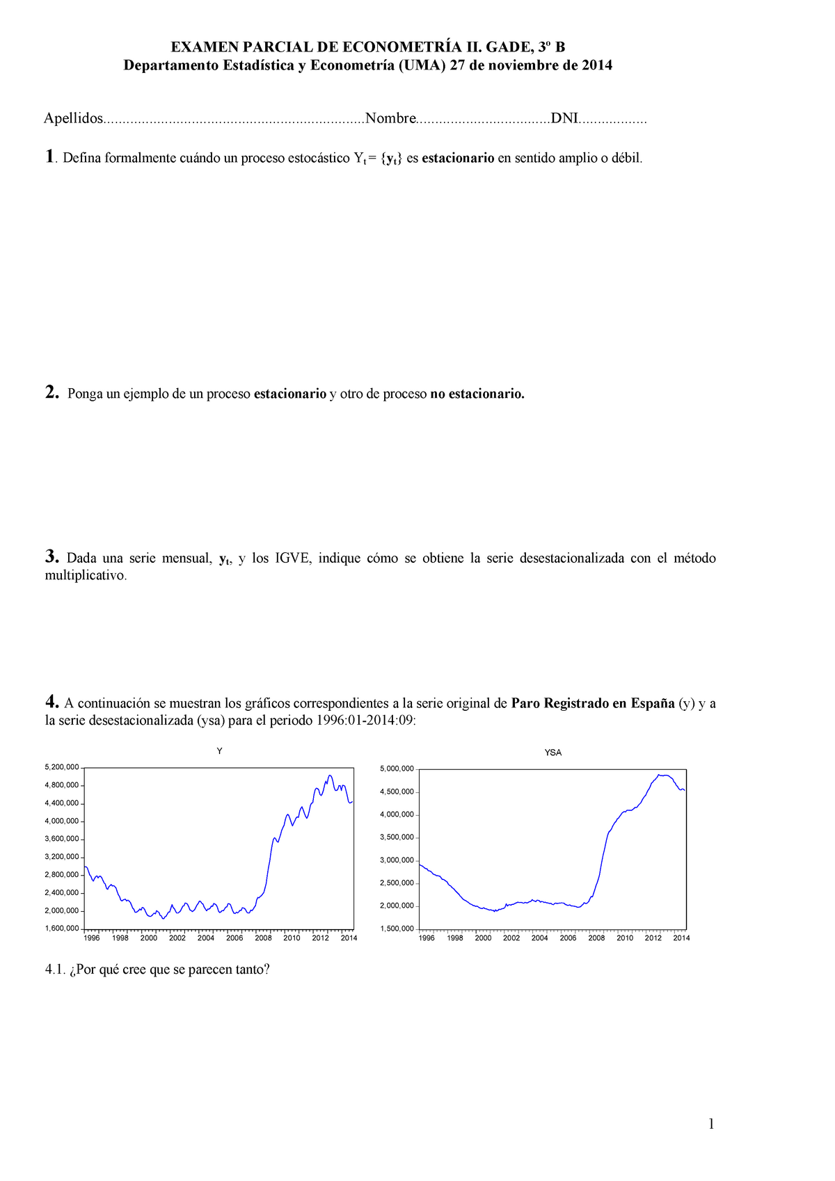 Exam Parciales De Econometria 2 - EXAMEN PARCIAL DE ECONOMETRÍA II ...