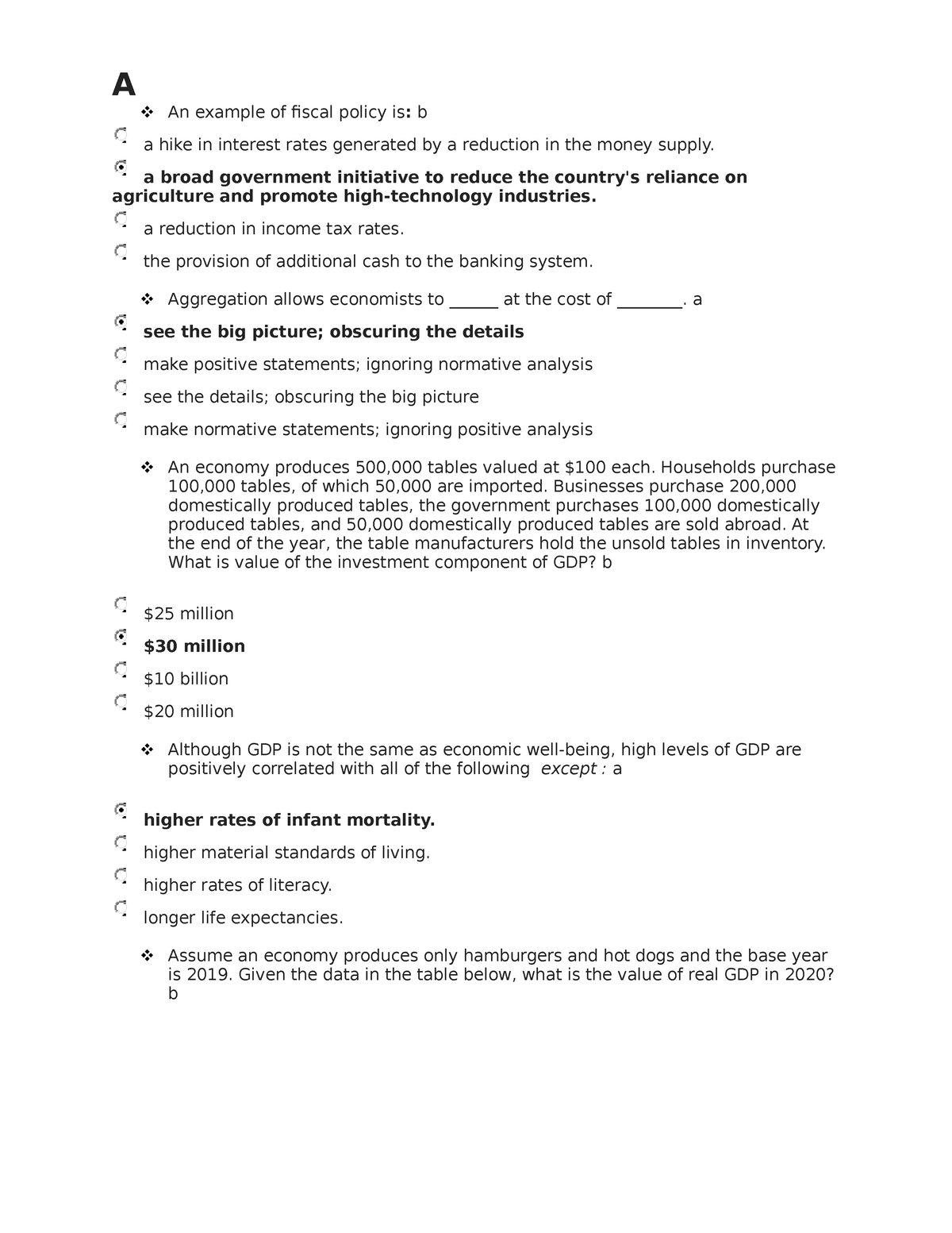 Quiz A To Z - Quiz - A An Example Of Fiscal Policy Is: B A Hike In ...