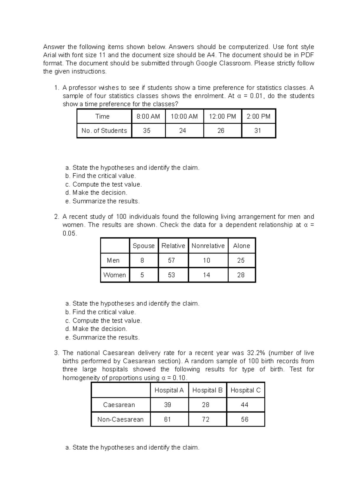 Statistic and probablity TLA10docx - Answer the following items shown ...