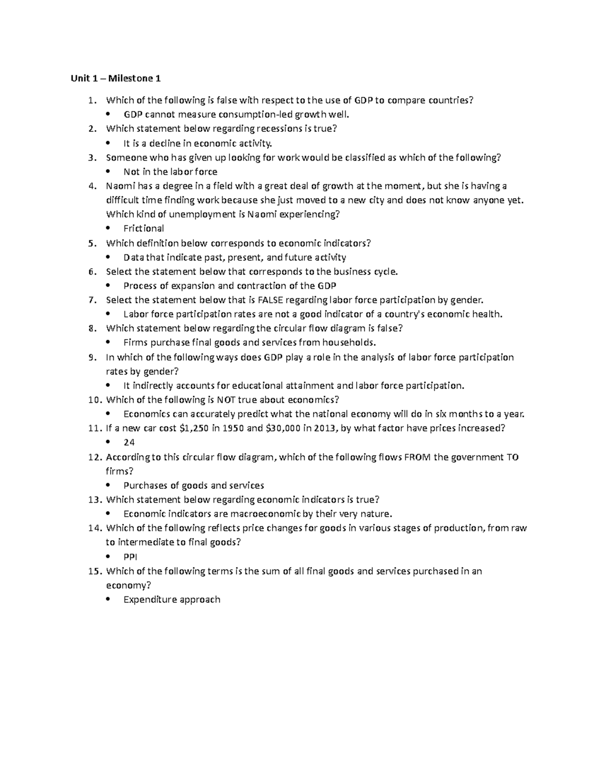 Sophia Pathways Unit 1 Milestone 1 - Unit 1 – Milestone 1 1. Which Of ...