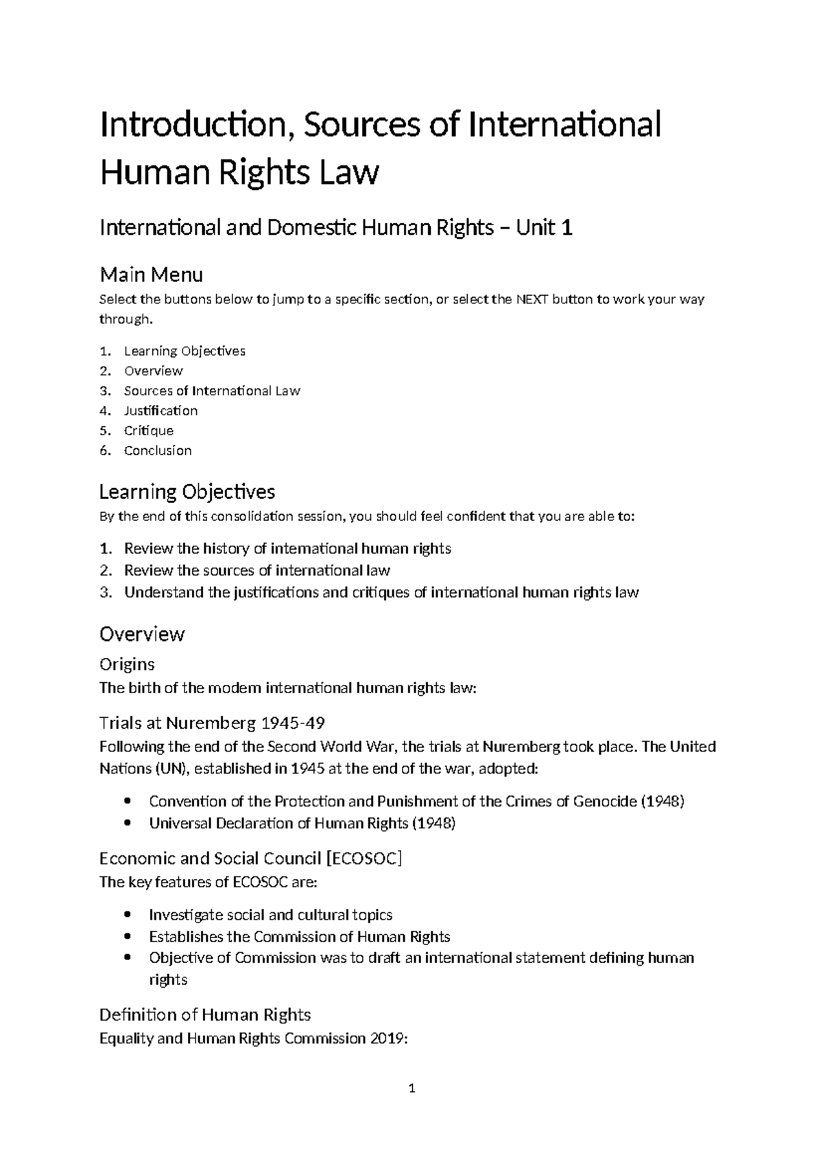 Transcript Introduction, Sources of International Human Rights Law ...