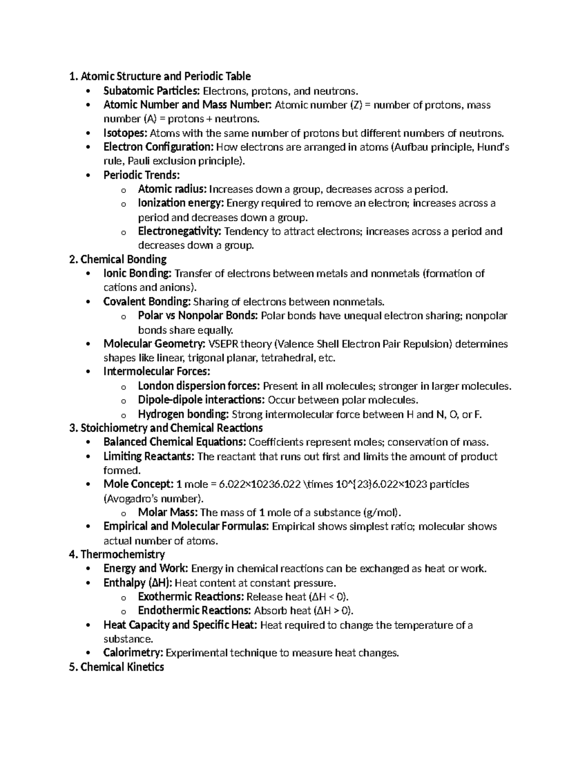 Chemistry Notes 1st - Introductions - 1. Atomic Structure and Periodic ...