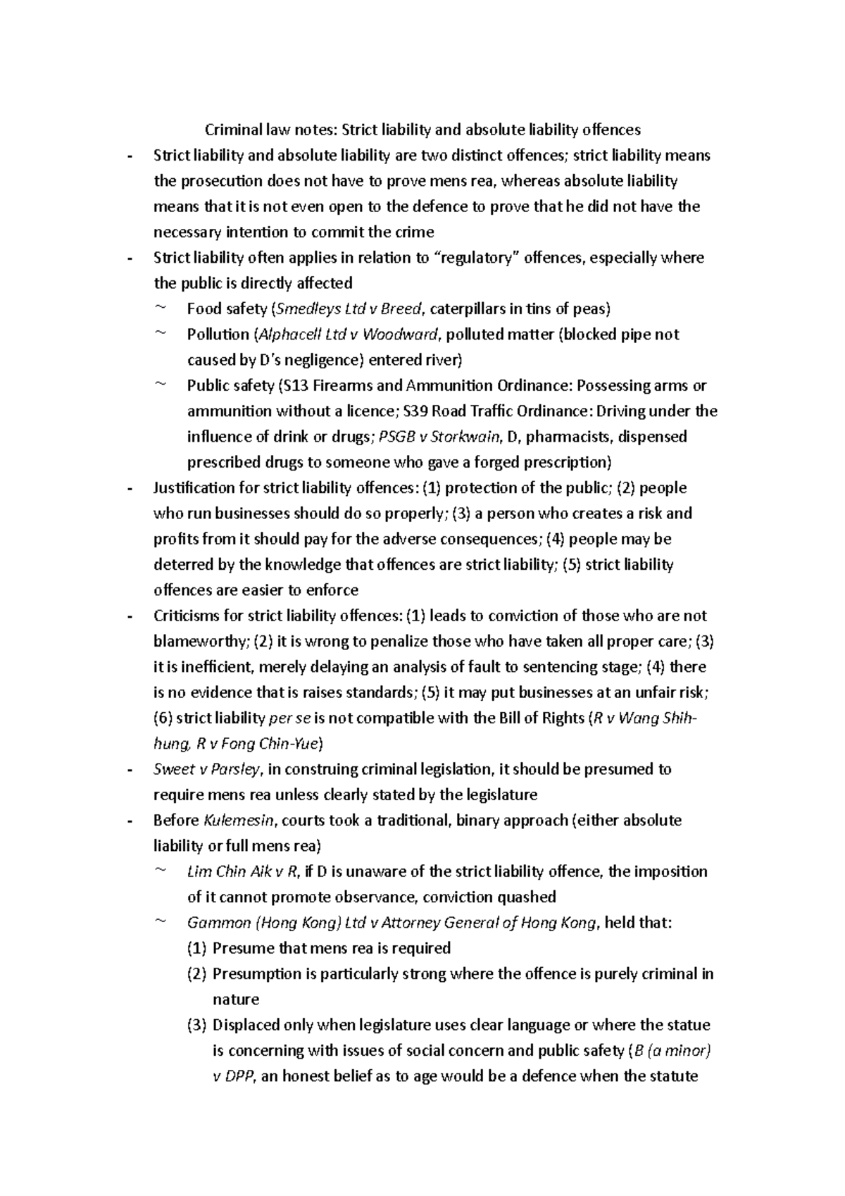 Strict and absolute liability - Studocu