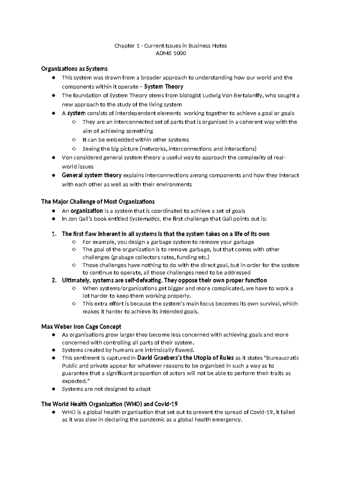 Copy of Chapter 1 - Current Issues in Business Notes - Chapter 1 ...