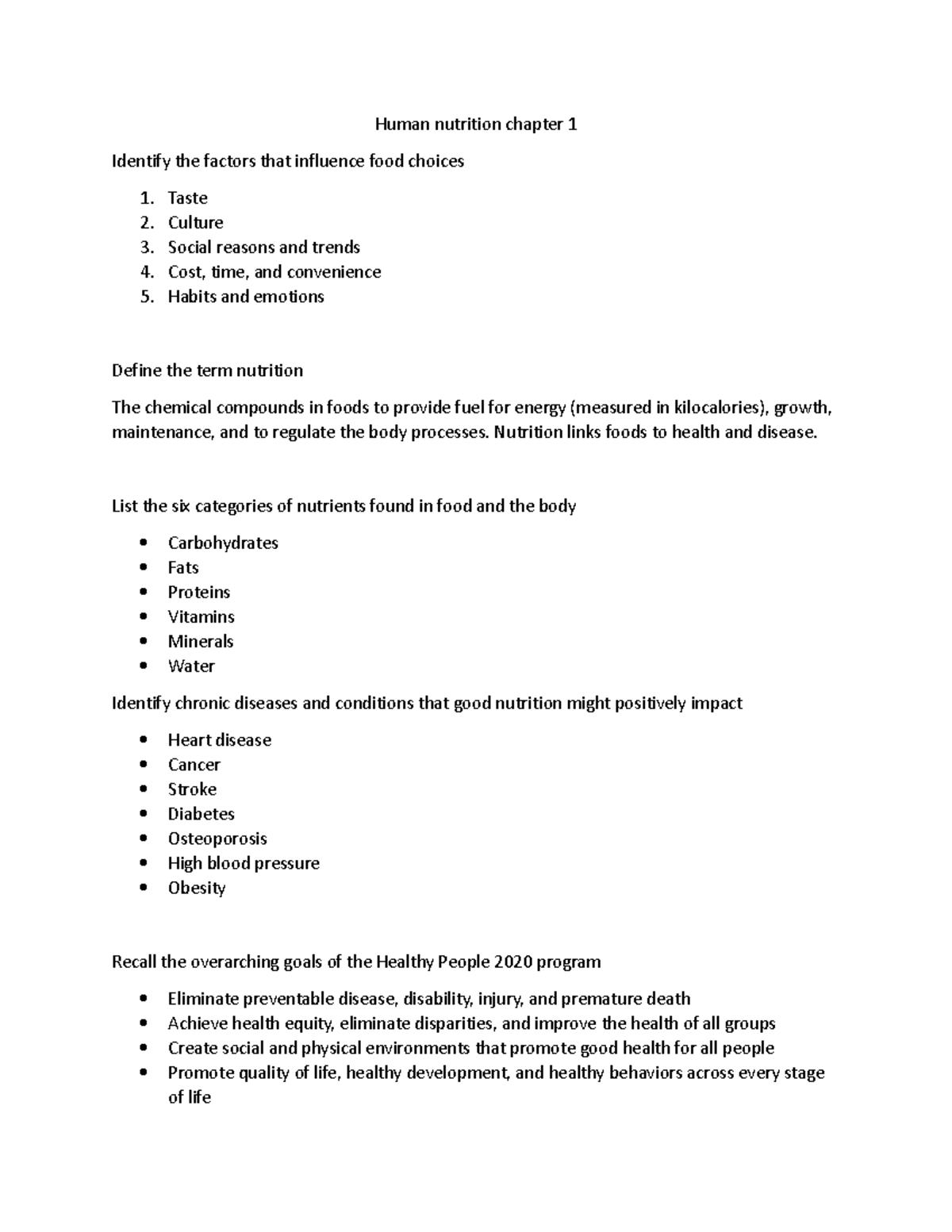 Human Nutrtion 1 - PRACTICE - Human Nutrition Chapter 1 Identify The ...