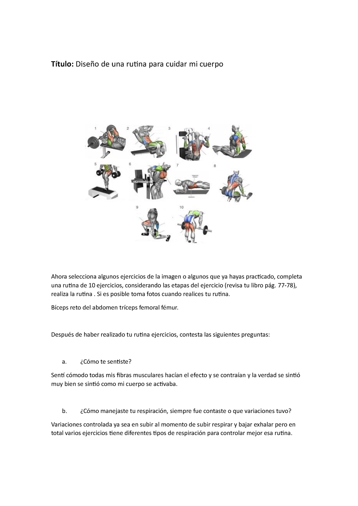 Rutina Educación Salud - Título: Diseño De Una Rutina Para Cuidar Mi ...