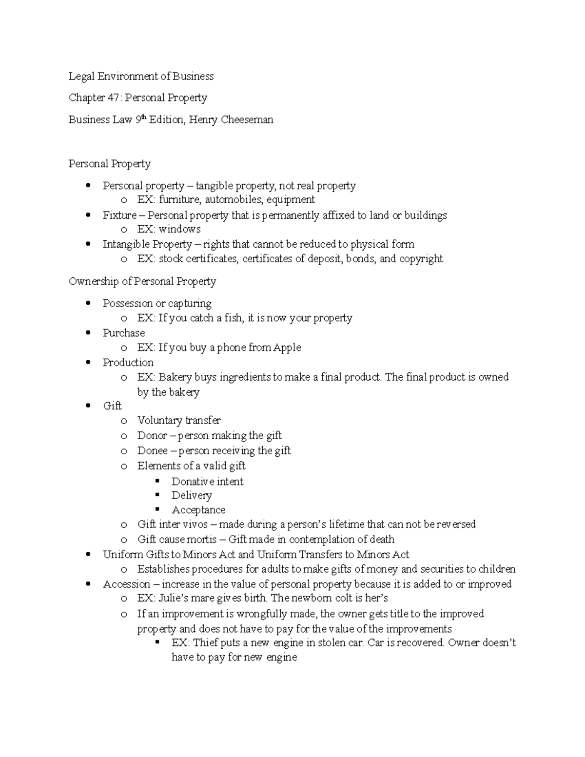 Legal Environment Of Business, Business Law 9th Edition Chapter 47 ...