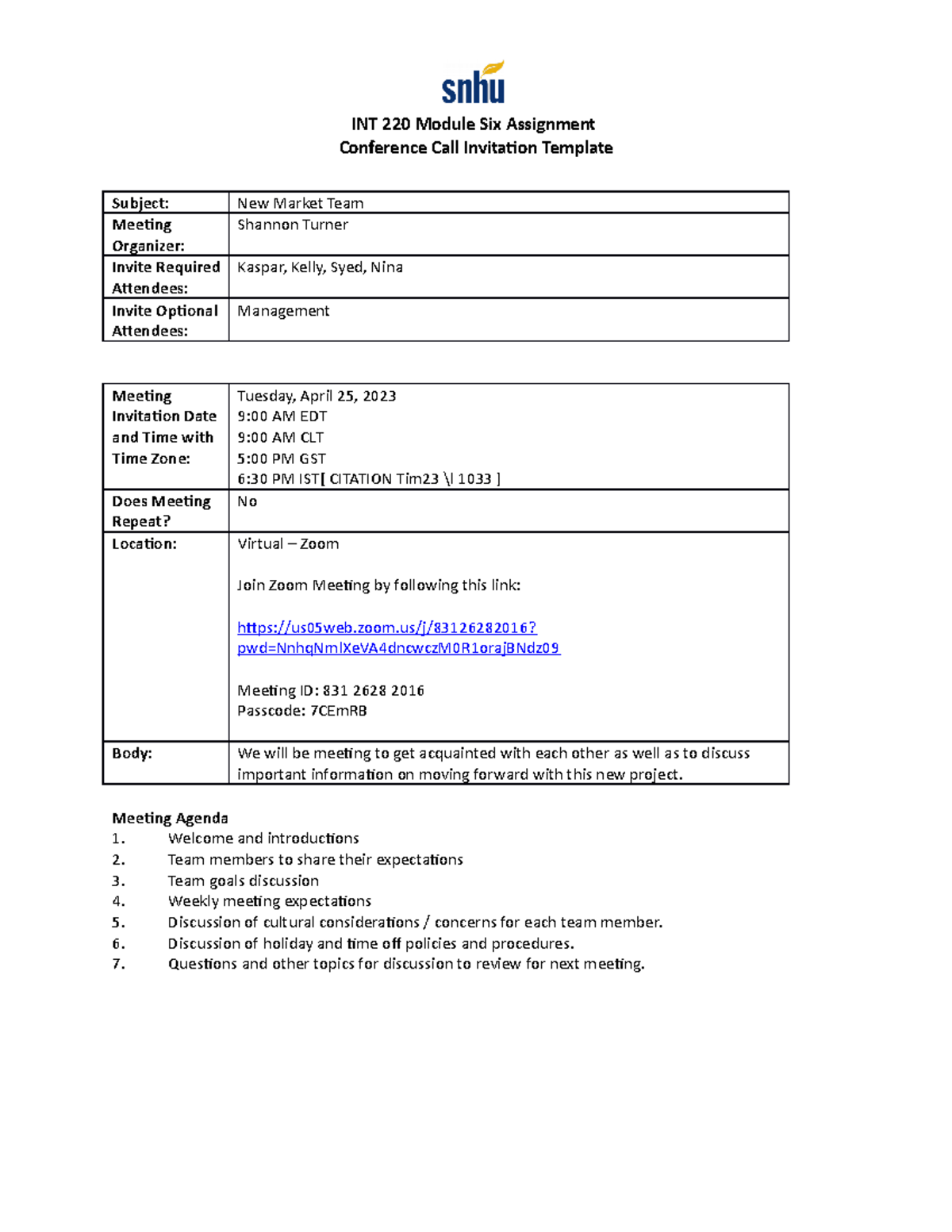 6-1 Conference Call Invitation Template - INT 220 Module Six Assignment ...
