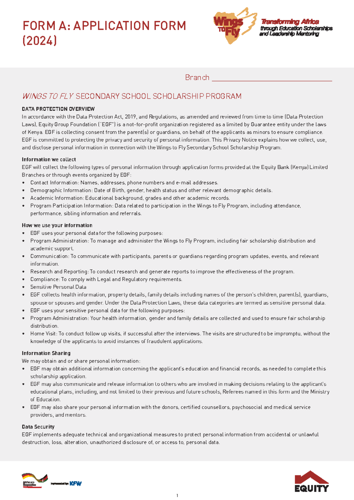 Wings to Fly Application Form 2024 - FORM A: APPLICATION FORM (2024 ...