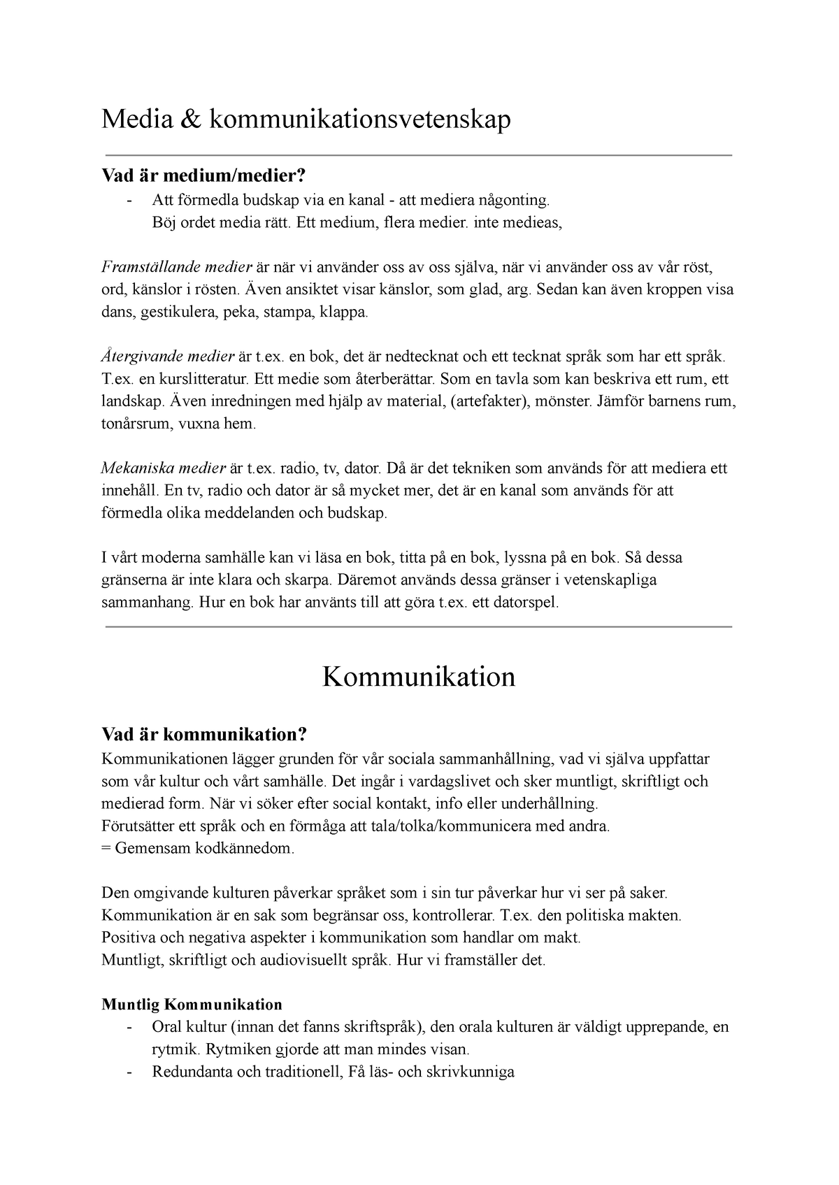 MK Föreläsningar Del 1 - Media & Kommunikationsvetenskap Vad är Medium ...