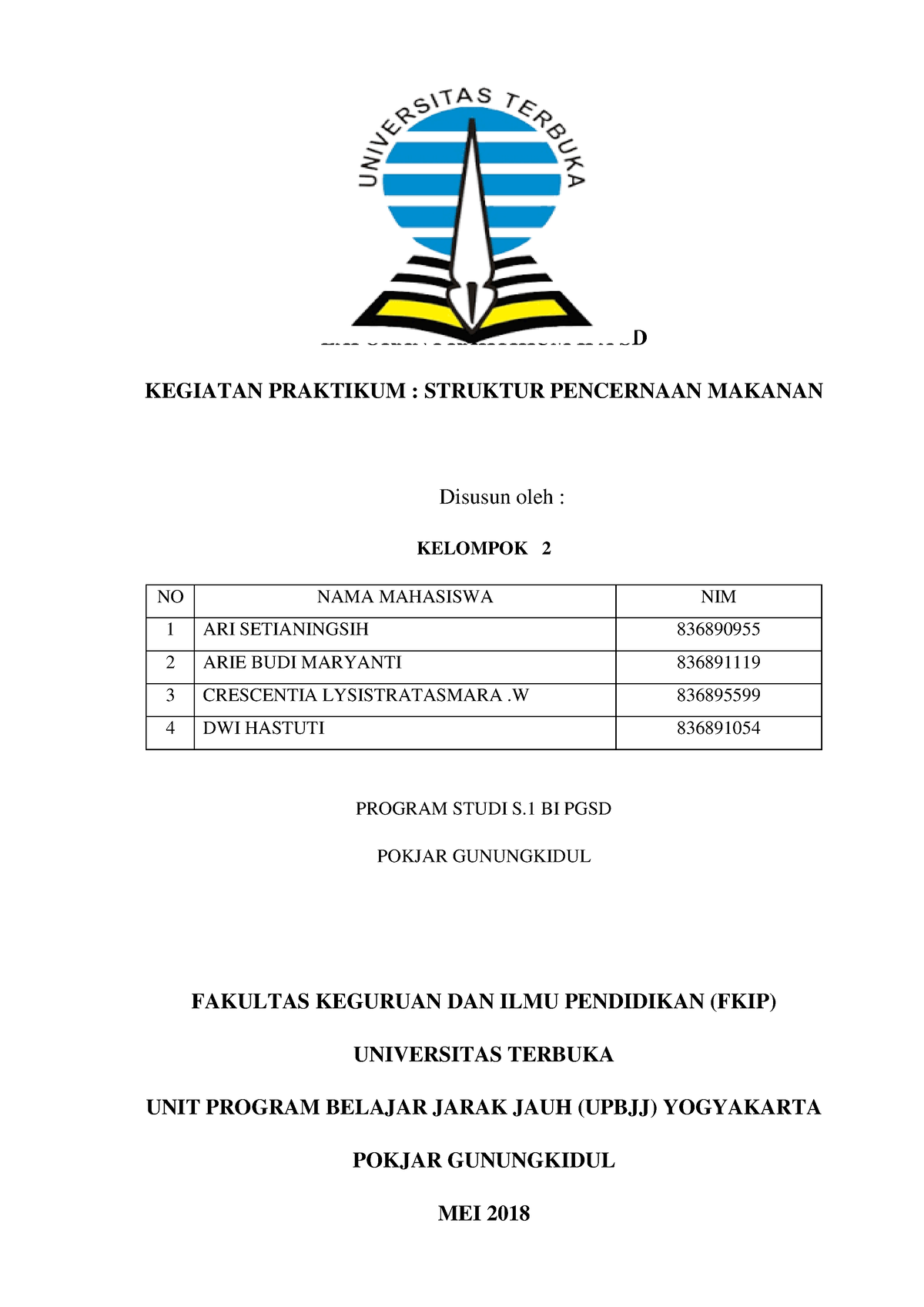 Laporan Praktikum Ipa Sd Struktur Sistem Pencernaan - LAPORAN PRAKTIKUM ...