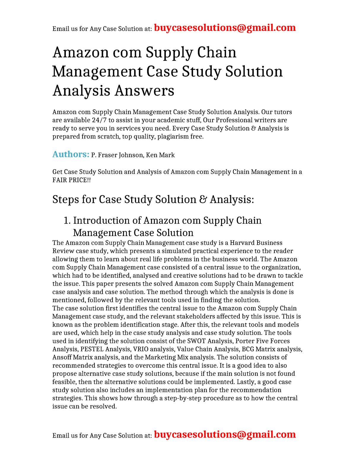 amazon com supply chain management case study questions and answers