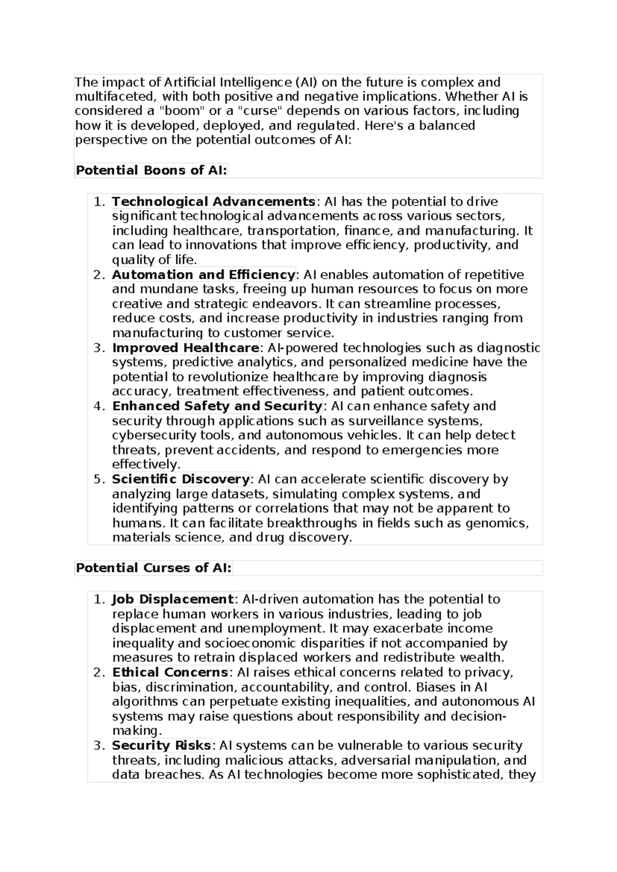 The impact of Artificial Intelligence FOR Future - The impact of ...
