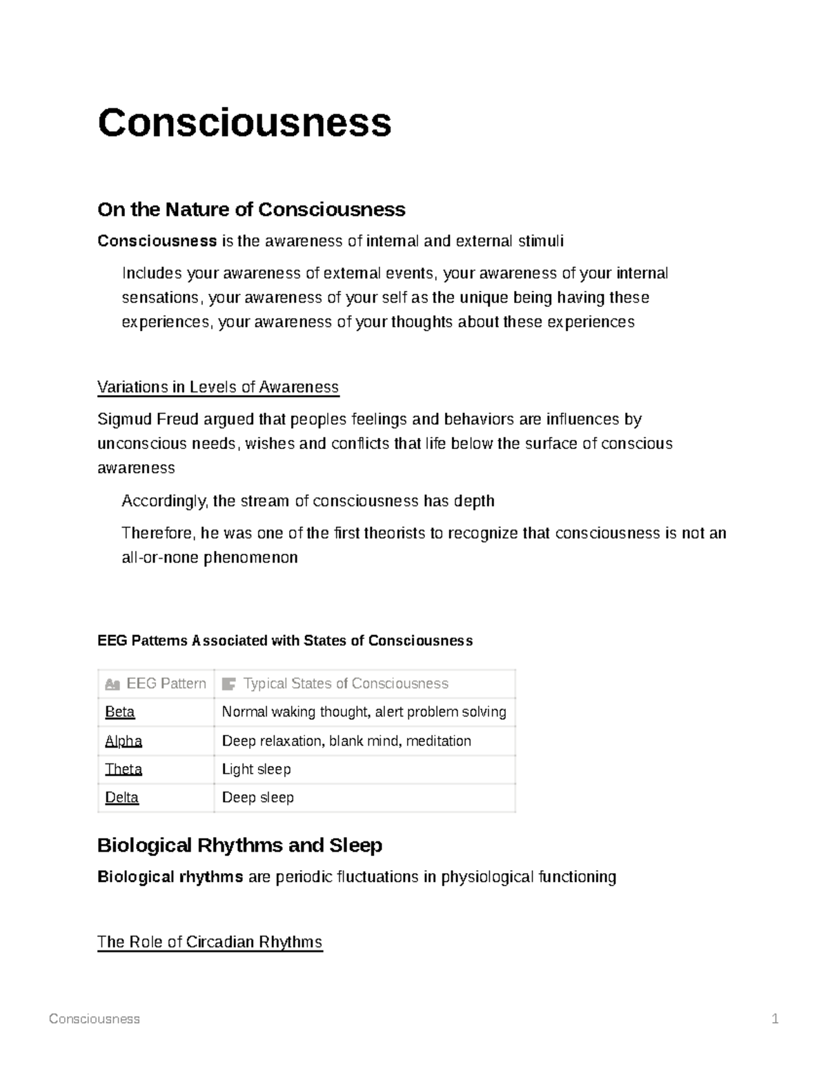 essay on human consciousness