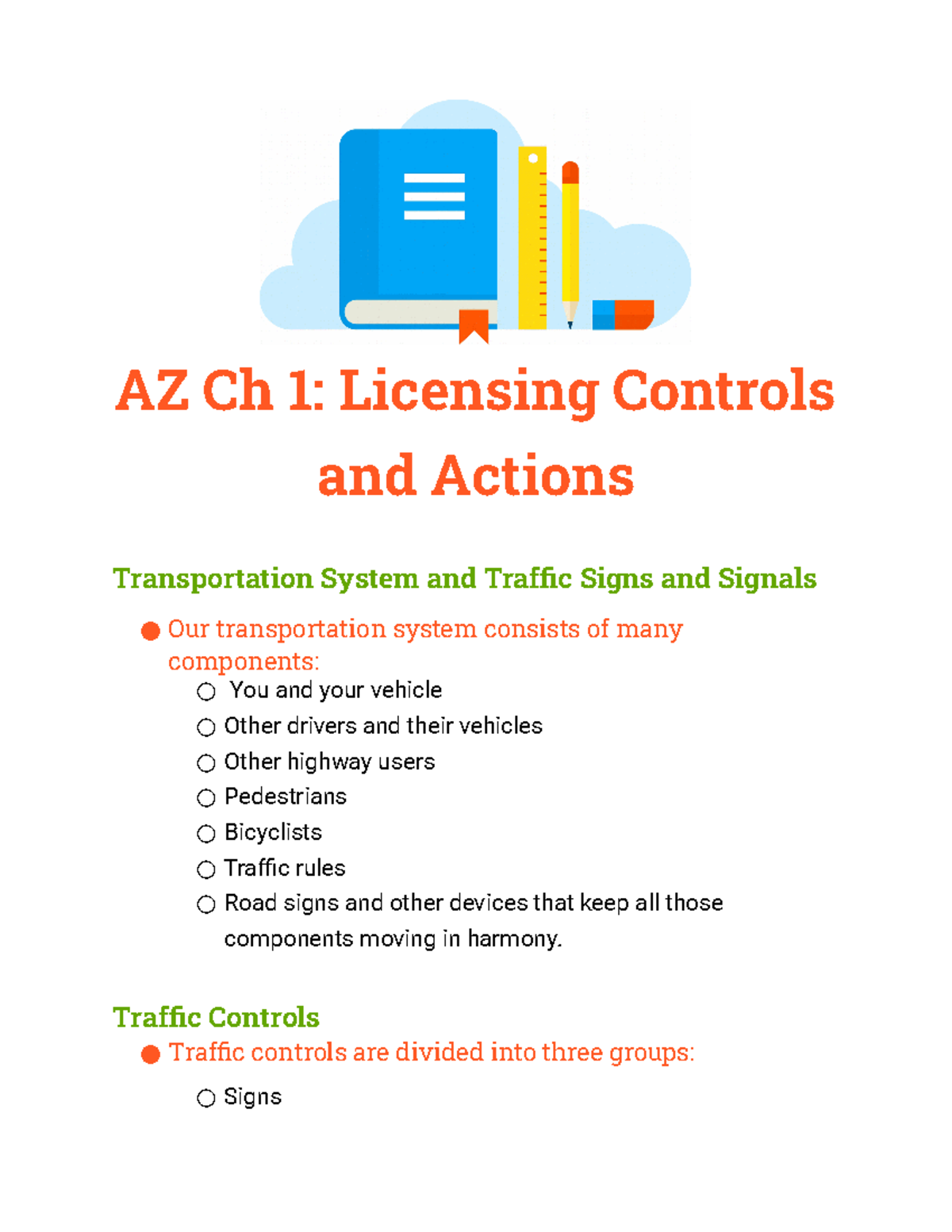 AZ ch3 Signs, Signals, and Road Markings - AZ Ch 1: Licensing Controls ...