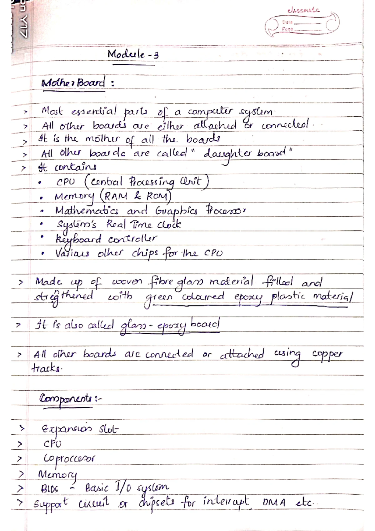 Microprocessor & PC Hardware Module 3 notes - classmate Date Page ...