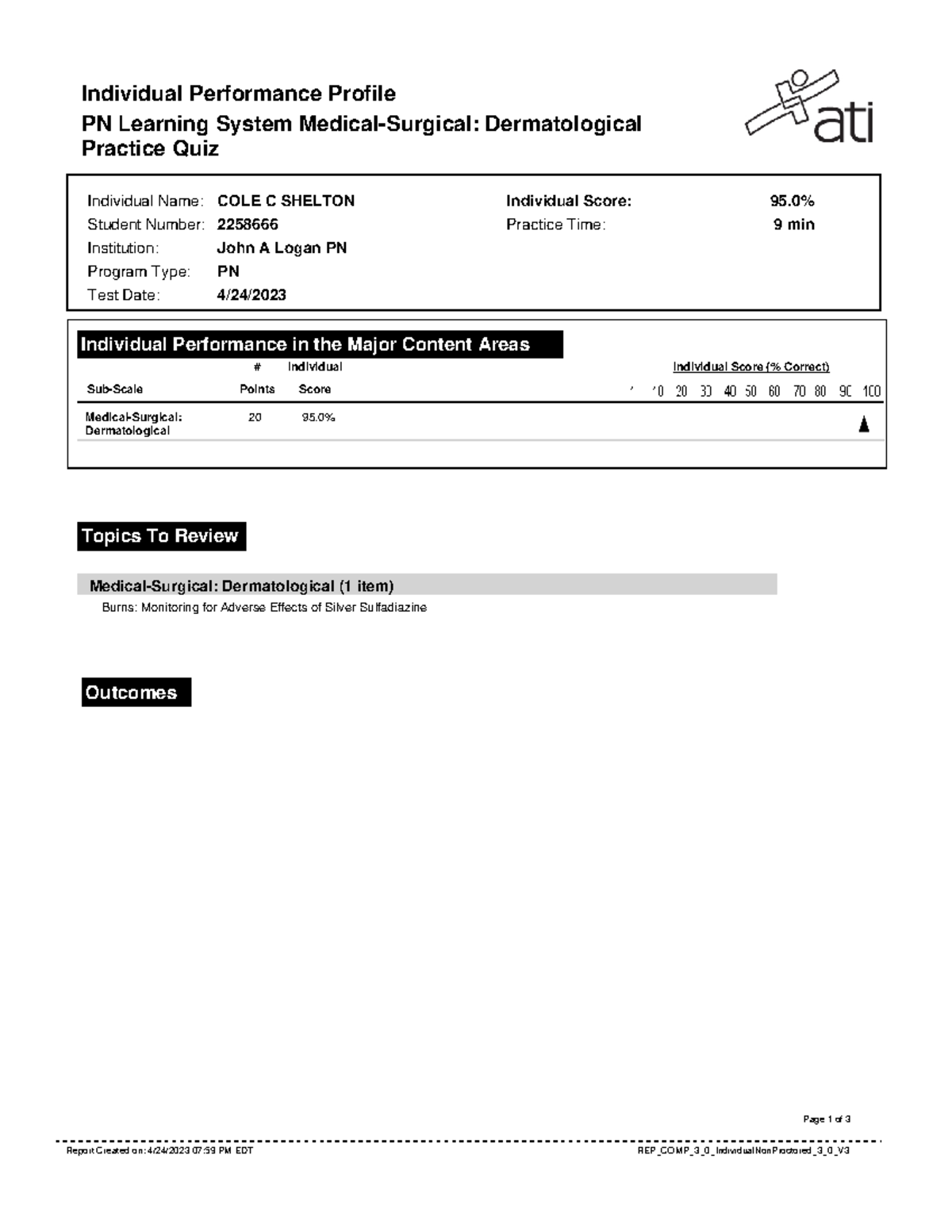 report-helps-individual-performance-profile-pn-learning-system