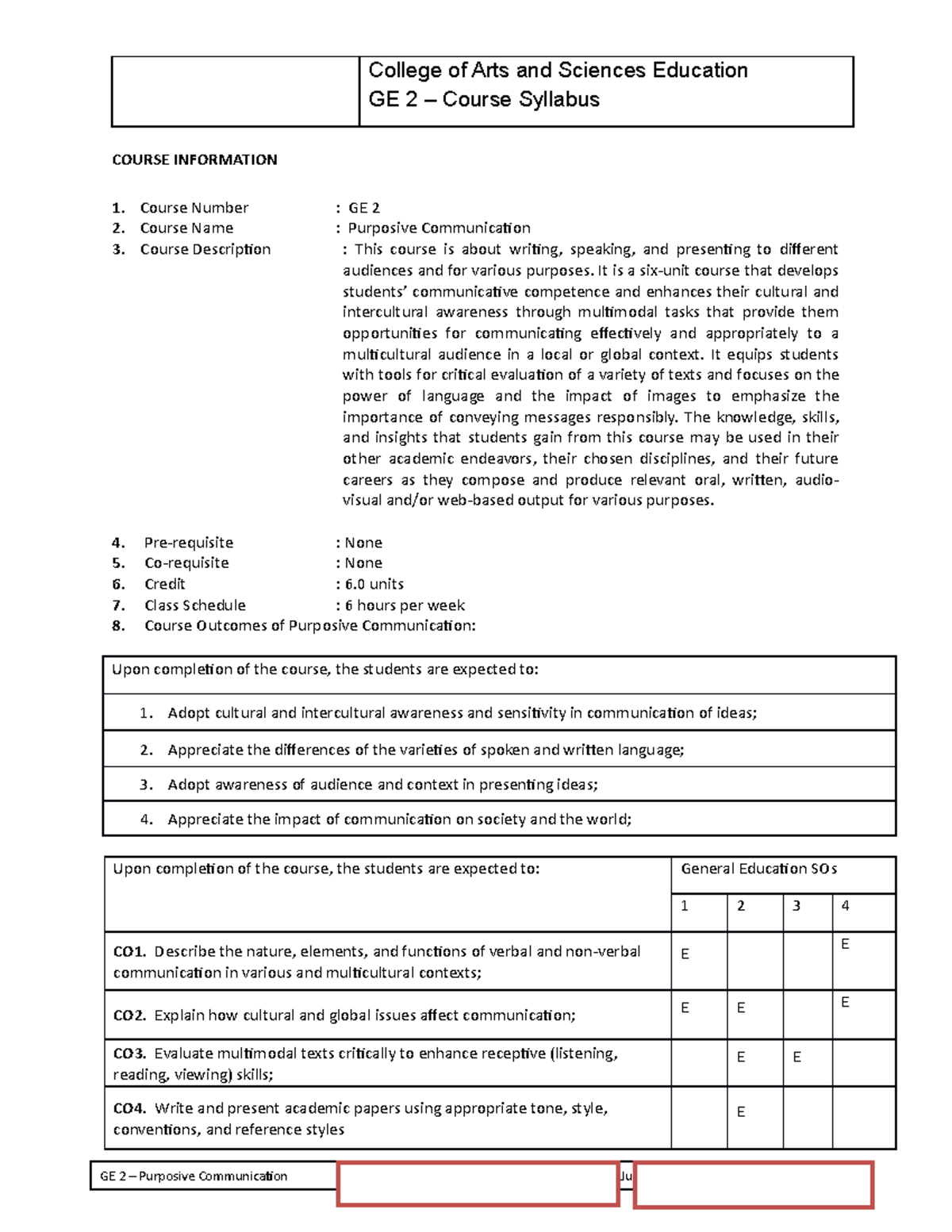Ge 2 Purposive Communication College Of Arts And Sciences Education